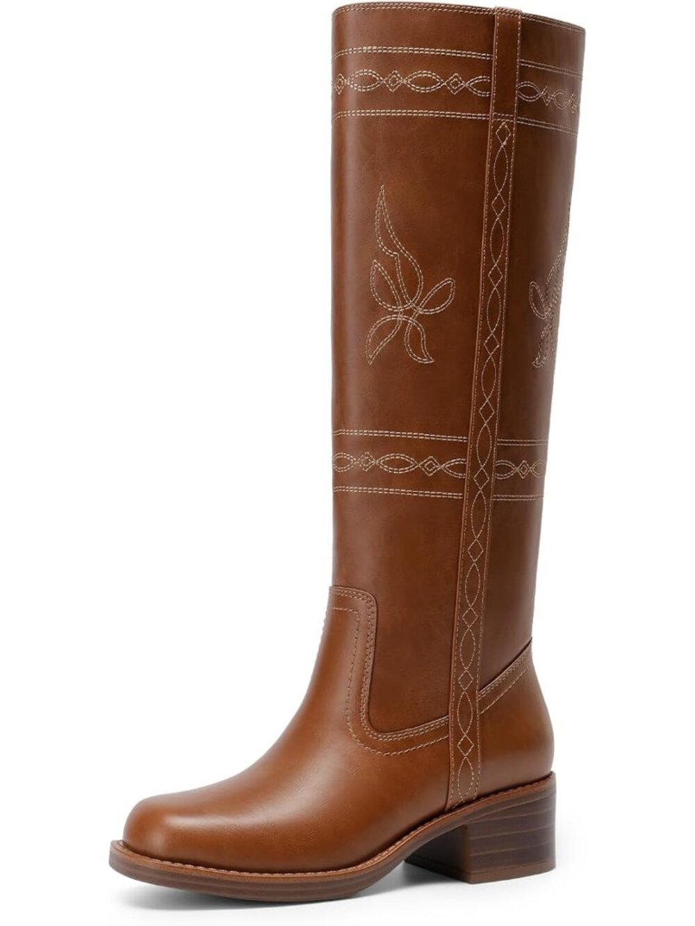DREAM PAIRS Women's Black Knee High Boots Square Toe Pull On Tall Long Boots